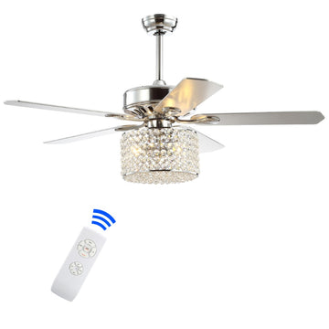 Brandy 52" Crystal Prism Drum LED Ceiling Fan With Remote - JONATHAN Y